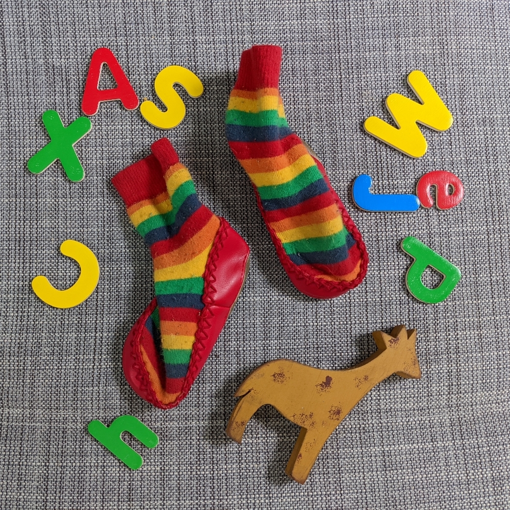 Moccons slipper socks mocs rainbow house slippers!